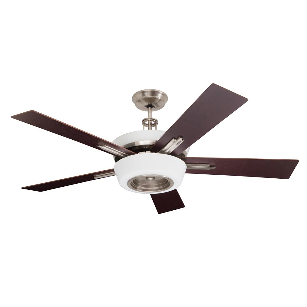 Emerson CF995BS Laclede Eco Transitional  Ceiling fan in Brushed Steel with Dark Mahogany/Charcoal blade finish